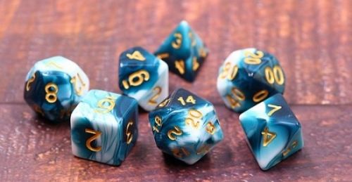 Bluey Green Ink  LegendDice Marble Dice Set